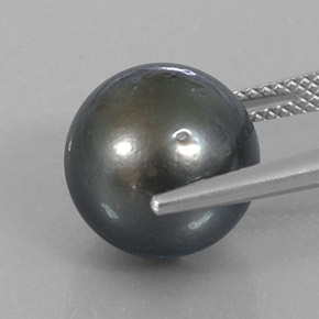 Perla Plateado oscuro natural de 13.16 ct, Esfera / Bola, Opaco