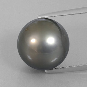 Perla gris natural de 12,75 ct, esfera / bola, opaco