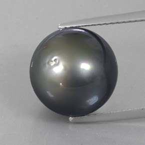 Perla Gris oscuro natural de 13.20 ct, Esfera / Bola, Opaco