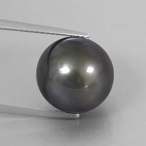 Perla gris natural de 12,75 ct, esfera / bola, opaco