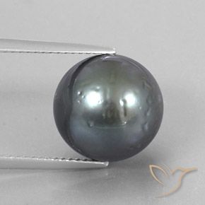 Perla gris natural de 12,49 ct, esfera / bola, opaco