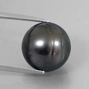 Perla Plateado oscuro natural de 14.52 ct, Esfera / Bola, Opaco