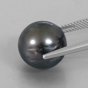Perla Plateado oscuro natural de 14.52 ct, Esfera / Bola, Opaco
