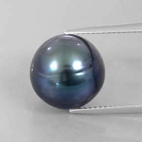 Perla gris natural de 12,49 ct, esfera / bola, opaco