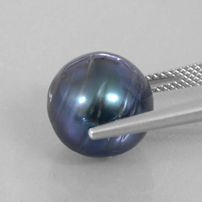 Perla gris natural de 12,49 ct, esfera / bola, opaco