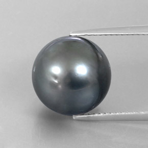 Perla gris natural de 13,50 ct, esfera / bola, opaco
