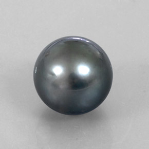 Perla gris natural de 13,50 ct, esfera / bola, opaco