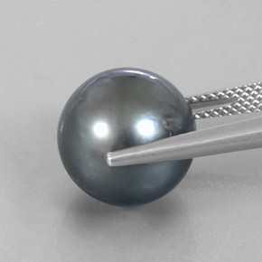 Perla gris natural de 13,50 ct, esfera / bola, opaco