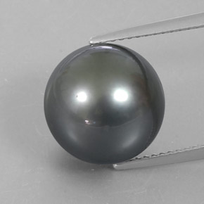 Perla gris natural de 13,23 ct, esfera / bola, opaco