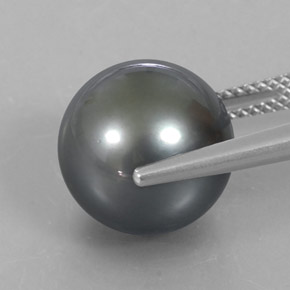Perla gris natural de 13,23 ct, esfera / bola, opaco