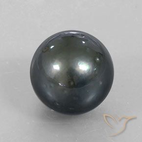 Perla Plateado oscuro natural de 12.39 ct, Esfera / Bola, Opaco