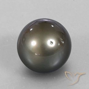 Perla plateado amarillento natural de 13,72 ct, esfera / bola, opaco