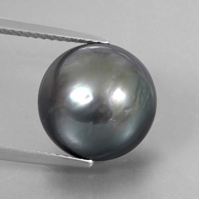 Perla Gris oscuro natural de 12.55 ct, Esfera / Bola, Opaco