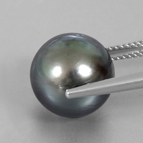 Perla Gris oscuro natural de 12.55 ct, Esfera / Bola, Opaco