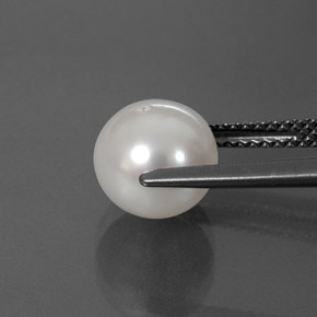 Perla blanco natural de 3,93 ct, esfera / bola, opaco