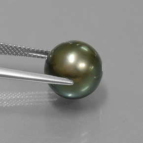 Perla Gris oscuro natural de 9.57 ct, Esfera / Bola, Opaco