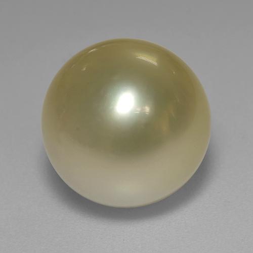 Perla Amarillo medio natural de 12.03 ct, Esfera / Bola, Opaco