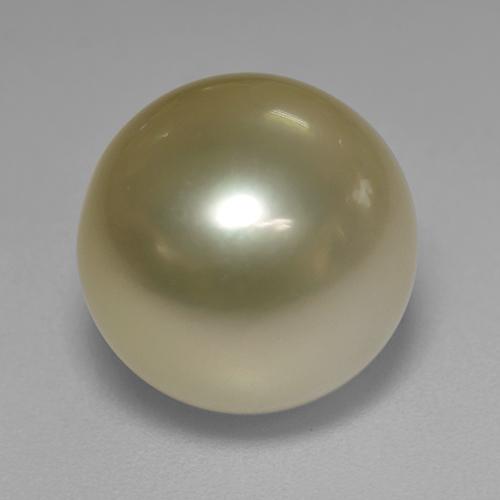 Perla Amarillo medio natural de 12.03 ct, Esfera / Bola, Opaco