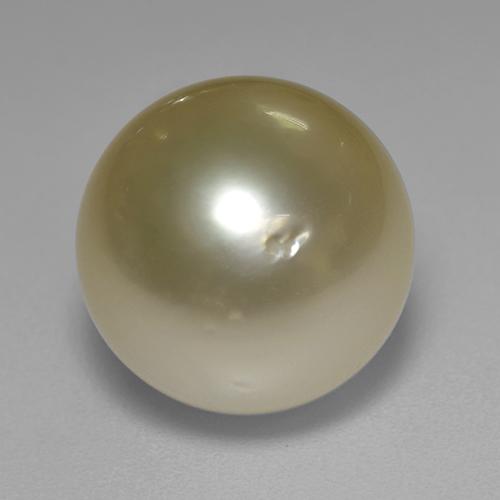 Perla Amarillo medio natural de 12.03 ct, Esfera / Bola, Opaco