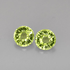 Gemas de peridoto verde natural de  ct, corte redondo, VVS-VS