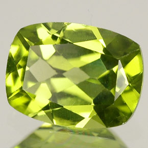 Peridoto verde natural de 1,45 ct, corte cojín, VVS-VS