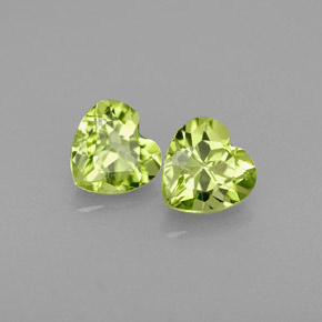 Gemas de peridoto verde natural de  ct, forma de corazón, VS