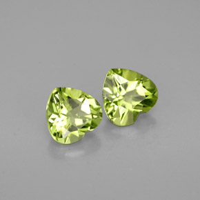 Gemas de peridoto verde natural de  ct, forma de corazón, VS