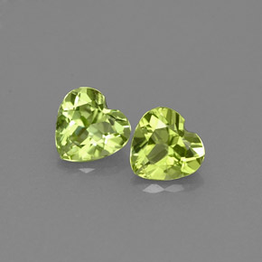 Gemas de peridoto verde natural de  ct, forma de corazón, VS