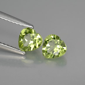 Gemas de peridoto verde natural de  ct, forma de corazón, VS