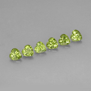 Gemas de peridoto verde natural de  ct, forma de corazón, VS