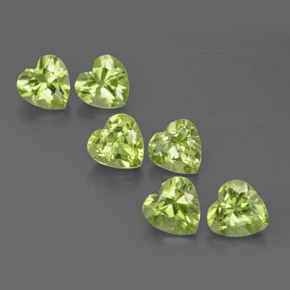 Gemas de peridoto verde natural de  ct, forma de corazón, VS