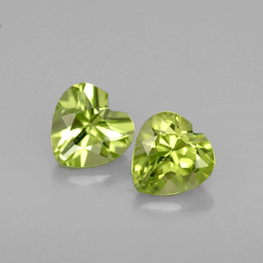 Gemas de peridoto verde natural de  ct, forma de corazón, VS