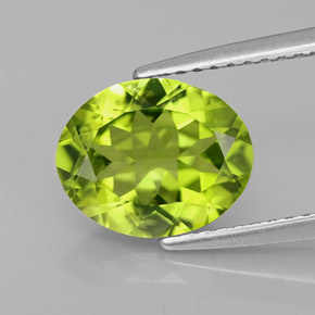 Peridoto verde natural de 2,42 ct, corte óvalo, VS
