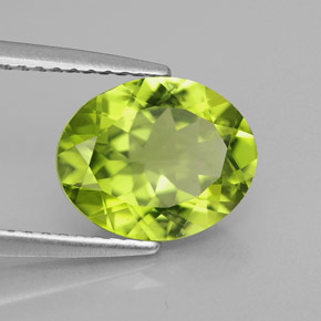 Peridoto verde natural de 2,42 ct, corte óvalo, VS