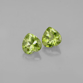 Gemas de peridoto verde natural de  ct, forma de corazón, VS