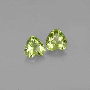 Gemas de peridoto verde natural de  ct, forma de corazón, VS