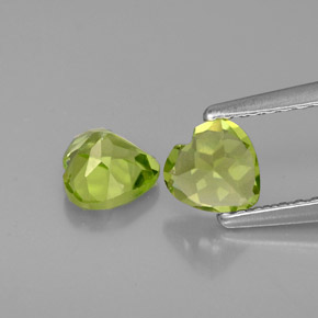 Gemas de peridoto verde natural de  ct, forma de corazón, VS