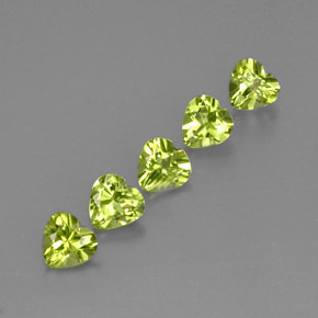Gemas de peridoto verde natural de  ct, forma de corazón, VS