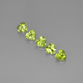 Gemas de peridoto verde natural de  ct, forma de corazón, VS