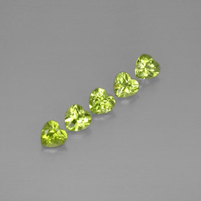 Gemas de peridoto verde natural de  ct, forma de corazón, VS