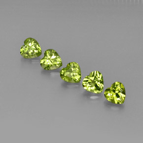 Gemas de peridoto verde natural de  ct, forma de corazón, VS