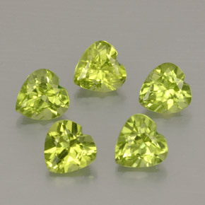 Gemas de peridoto verde natural de  ct, forma de corazón, VS