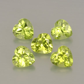 Gemas de peridoto verde natural de  ct, forma de corazón, VS