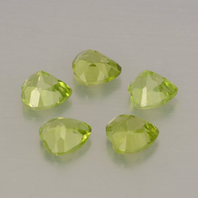 Gemas de peridoto verde natural de  ct, forma de corazón, VS