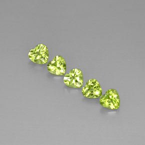Gemas de peridoto verde natural de  ct, forma de corazón, VS