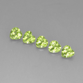 Gemas de peridoto verde natural de  ct, forma de corazón, VS