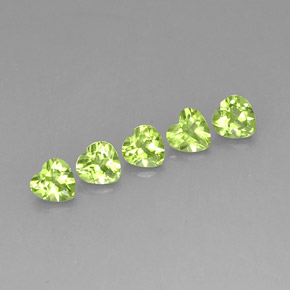 Gemas de peridoto verde natural de  ct, forma de corazón, VS
