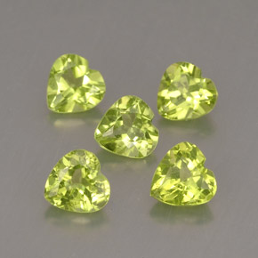 Gemas de peridoto verde natural de  ct, forma de corazón, VS