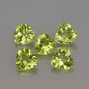 Gemas de peridoto verde natural de  ct, forma de corazón, VVS-VS