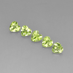 Gemas de peridoto verde natural de  ct, forma de corazón, VS